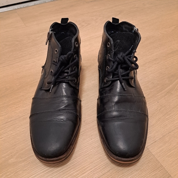 FREEBIRD Men's Black Lace Up Leather  Side Zip Ankle Orion Moto Boot Size 9 - Picture 2 of 11